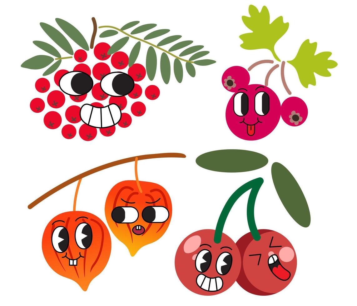 fruits characters set vector
