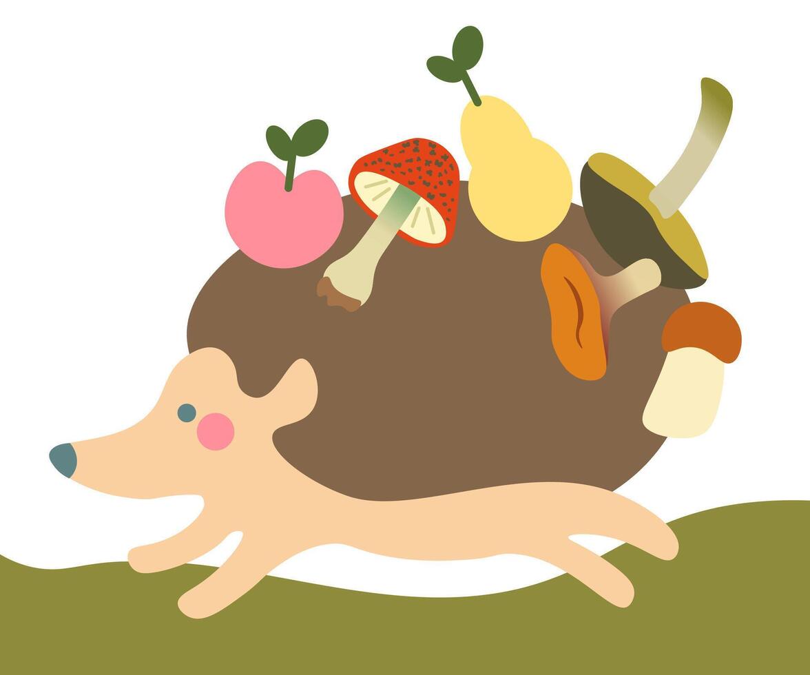 running fall hedgehog vector