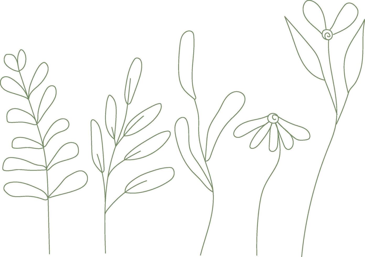 Set of minimalistic flowers, hand drawn, minimalistic elements for decoration vector