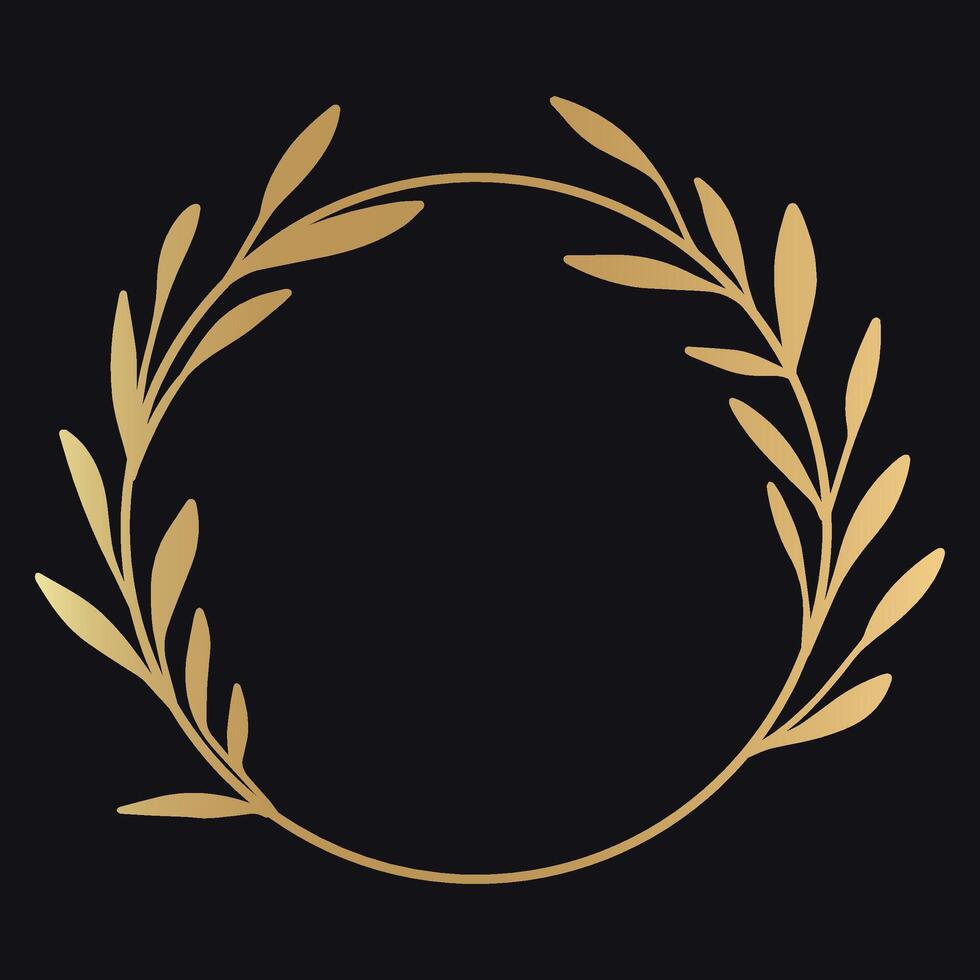 Minimalistic gold frame made of plant elements, Elegant circle frame vector