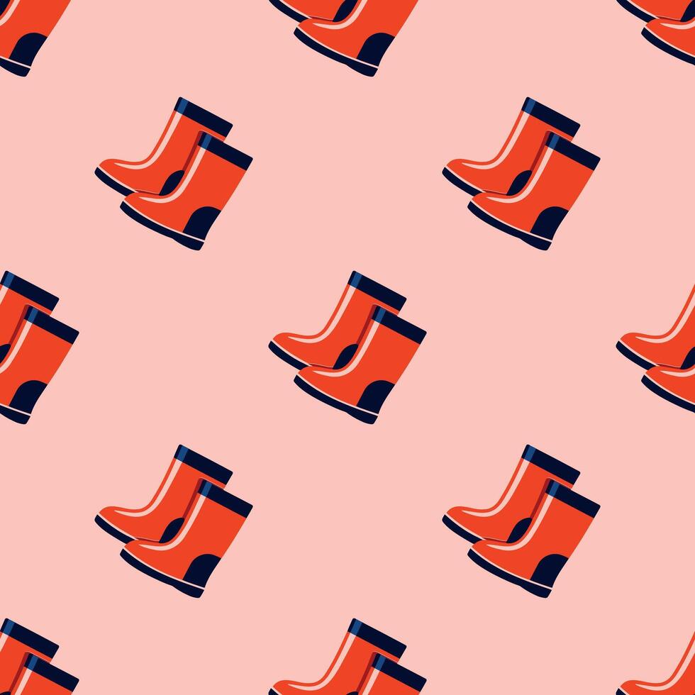 a pattern with red boots on a pink background vector