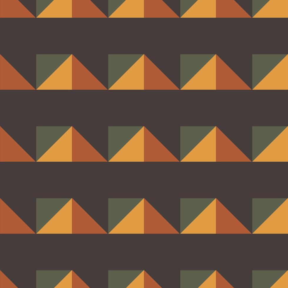 A pattern of triangles and squares in various colors. The colors are orange, green, and brown vector
