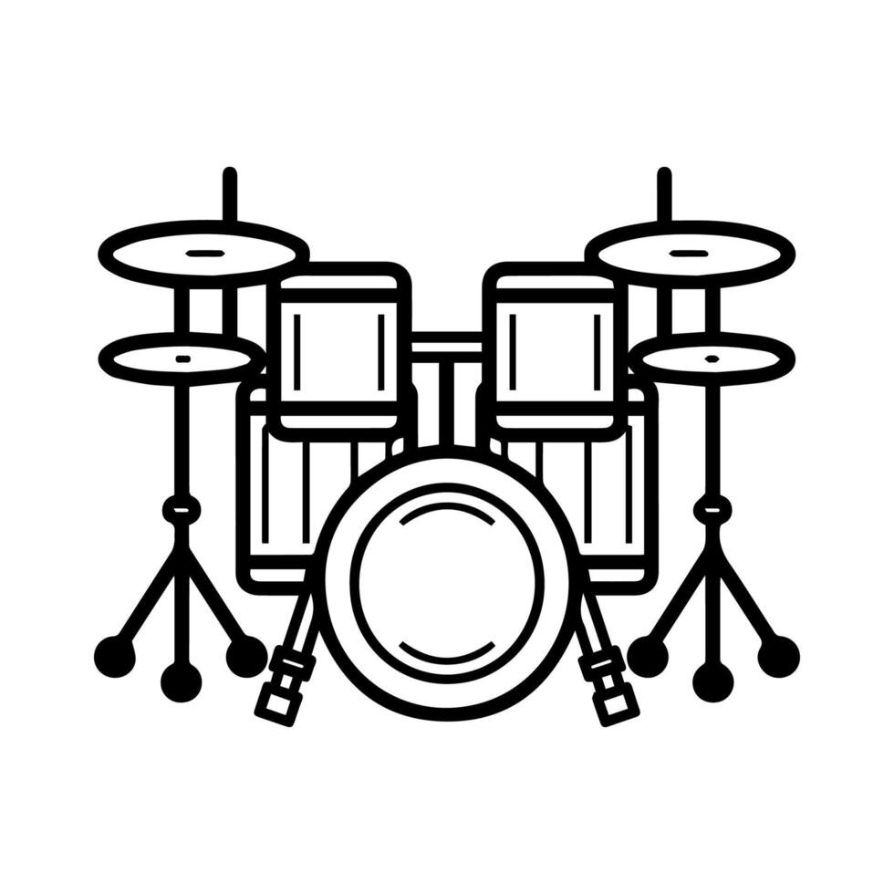 Drums icon or modern line symbol. line art and icon design with bold outline. Black and white Pixel Perfect minimalistic symbol isolated white background. Silhouette simple thin sign vector