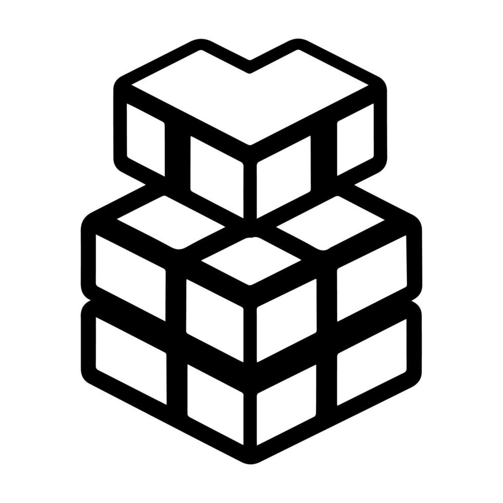 Bricks icon or modern line symbol. line art and icon design with bold outline. Black and white Pixel Perfect minimalistic symbol isolated white background. Silhouette simple thin sign vector