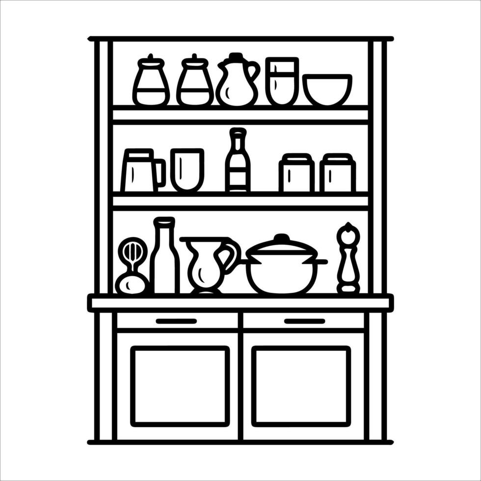 Cupboard icon or modern line symbol. line art and icon design with bold outline. Black and white Pixel Perfect minimalistic symbol isolated white background. Silhouette simple thin sign vector