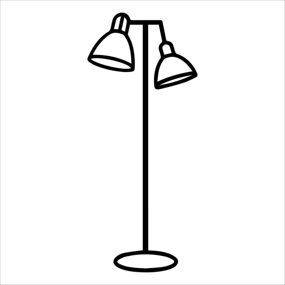 Floor Lamp icon or modern line symbol. line art and icon design with bold outline. Black and white Pixel Perfect minimalistic symbol isolated white background. Silhouette simple thin sign vector