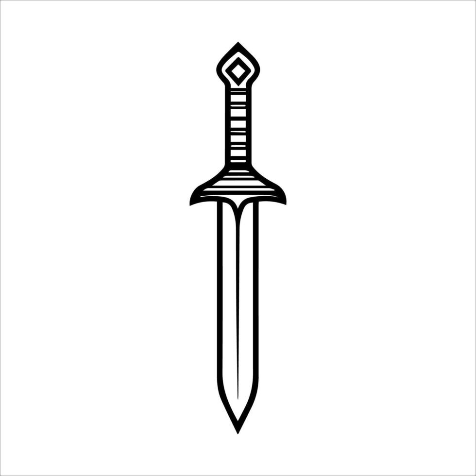 Dagger icon or modern line symbol. line art and icon design with bold outline. Black and white Pixel Perfect minimalistic symbol isolated white background. Silhouette simple thin sign vector