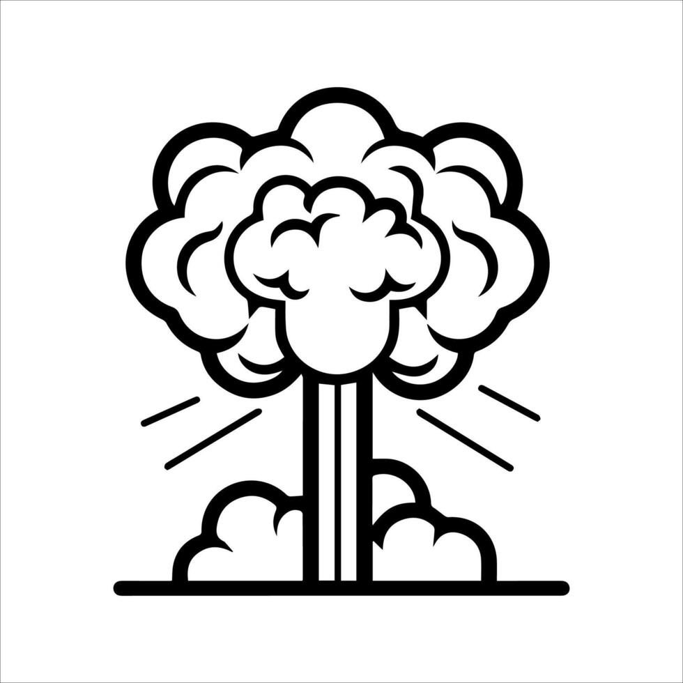 Nuclear Bomb icon or modern line symbol. line art and icon design with bold outline. Black and white Pixel Perfect minimalistic symbol isolated white background. Silhouette simple thin sign vector