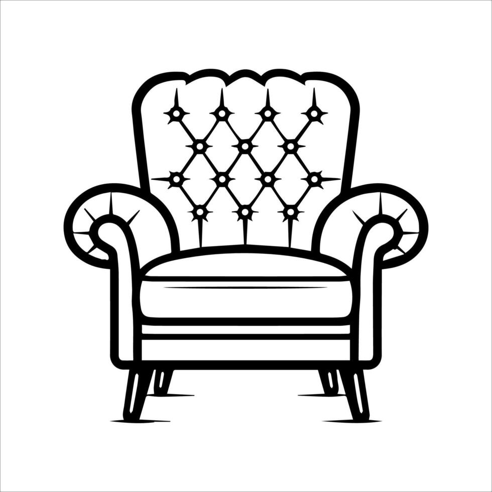Chair icon or modern line symbol. line art and icon design with bold outline. Black and white Pixel Perfect minimalistic symbol isolated white background. Silhouette simple thin sign vector