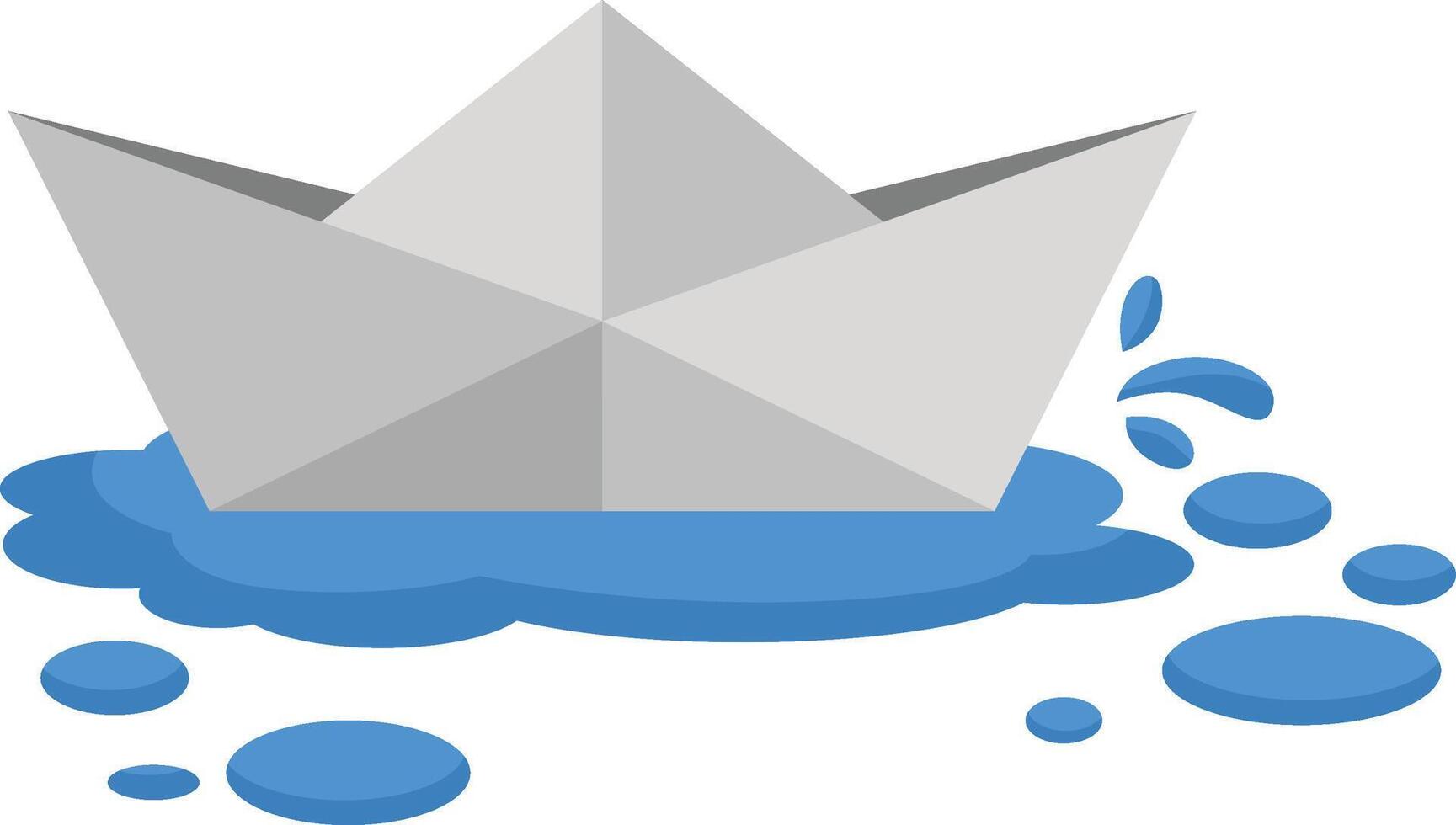 Origami paper boat on water vector