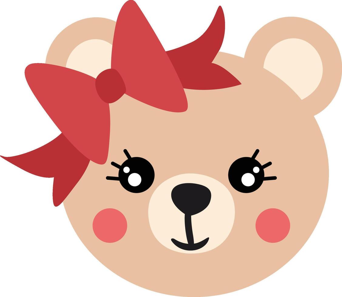 Cute teddy bear face with bow vector