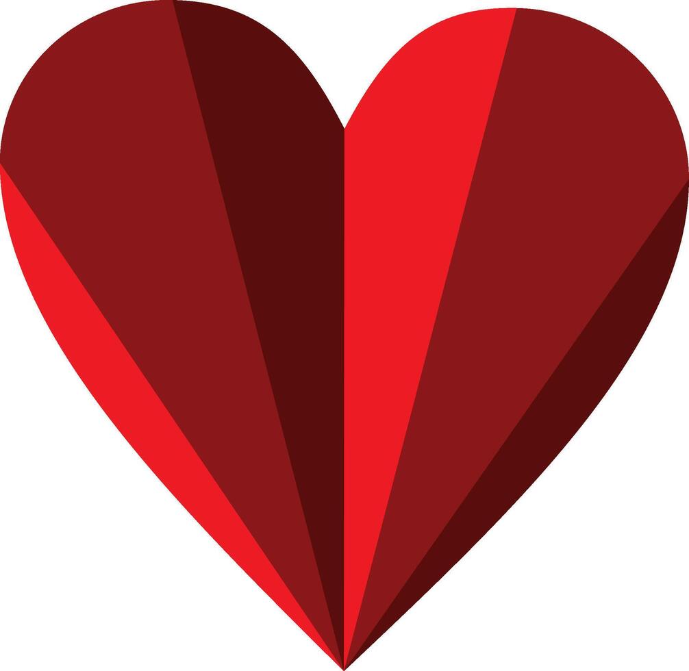 Red origami heart isolated on white vector