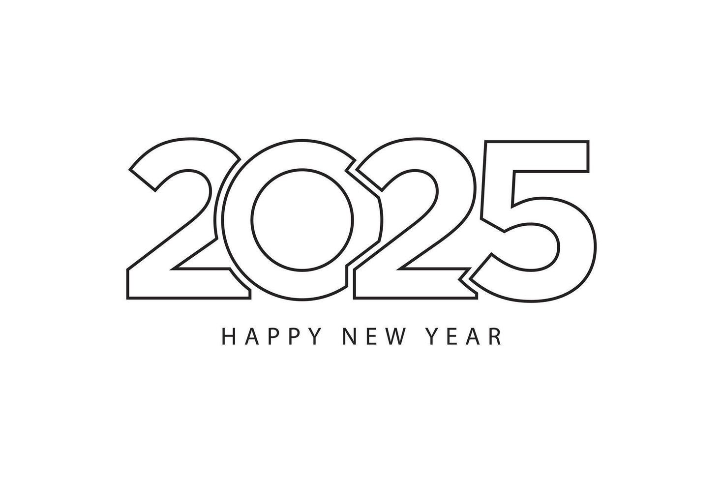 Simple style lines happy new year 2025 black white theme. illustration. 49538019 Vector Art at