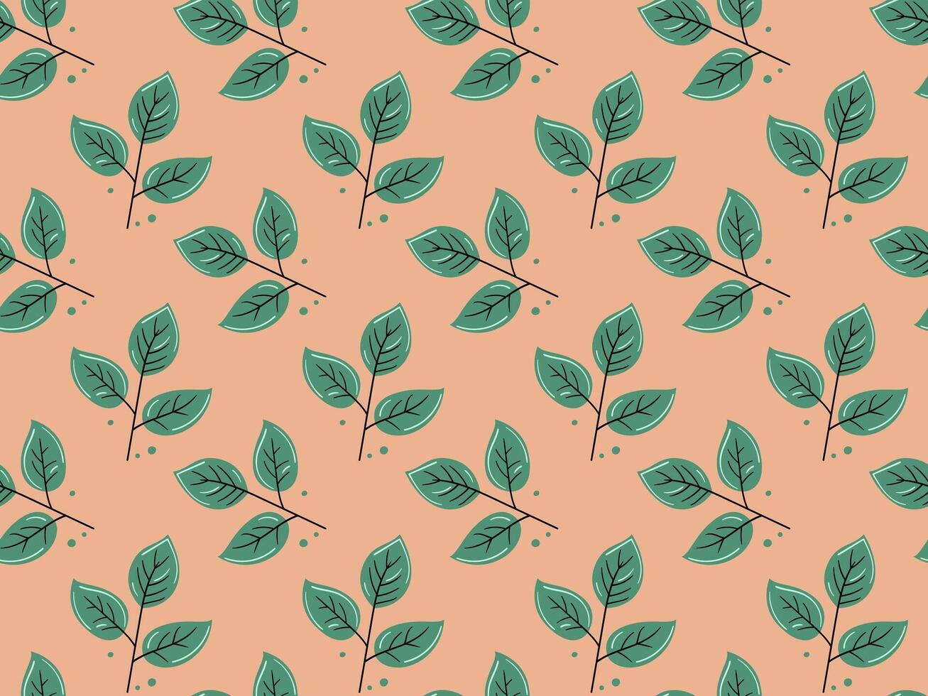 Hand drawn floral pattern design. Simple ornament with plant and leaf. vector