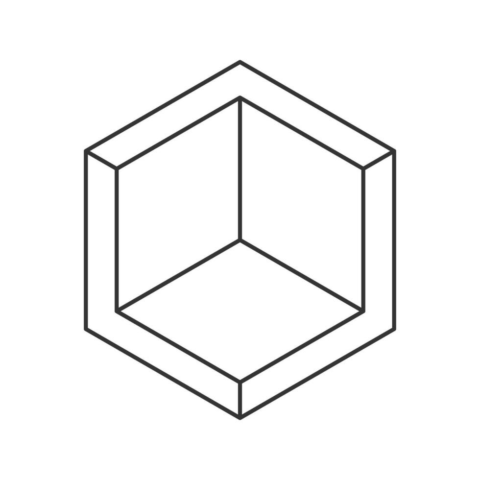Cube logo, geometric design. Monochrome box logotype company, trendy techno emblem in isometric line style. vector