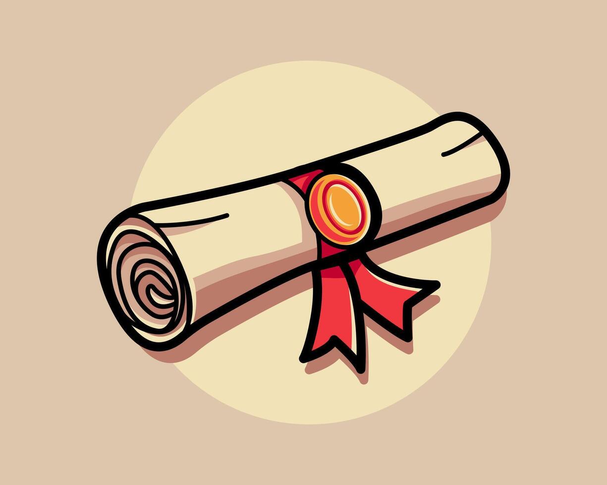 Graduation degree diploma of university, college, school, education certificate. Vintage scroll of document or roll letter manuscript. vector