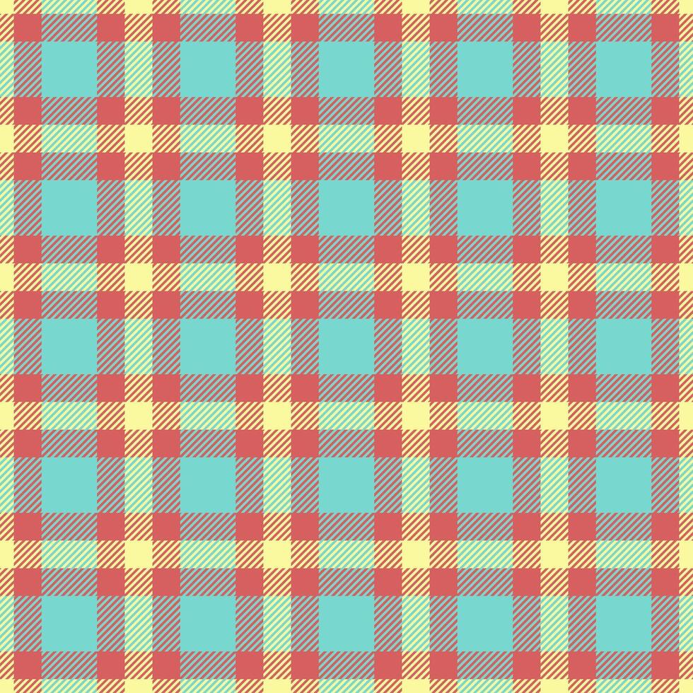 Copy space background seamless tartan, geometrical plaid fabric. Checks texture textile check pattern in red and teal colors. vector