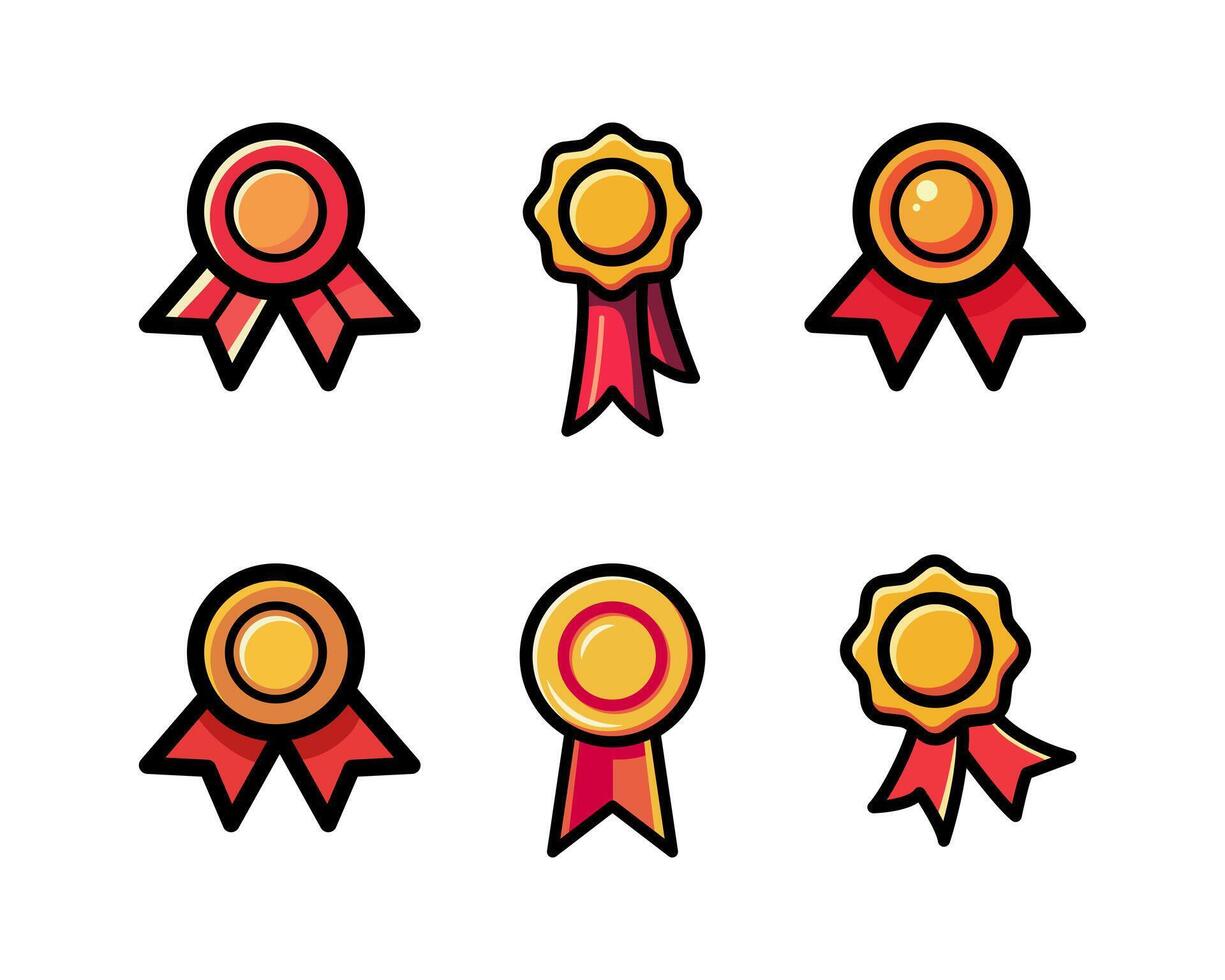 Medal with ribbon premium quality icon. Best choice label, certified badge, approval chec or award guarantee. vector
