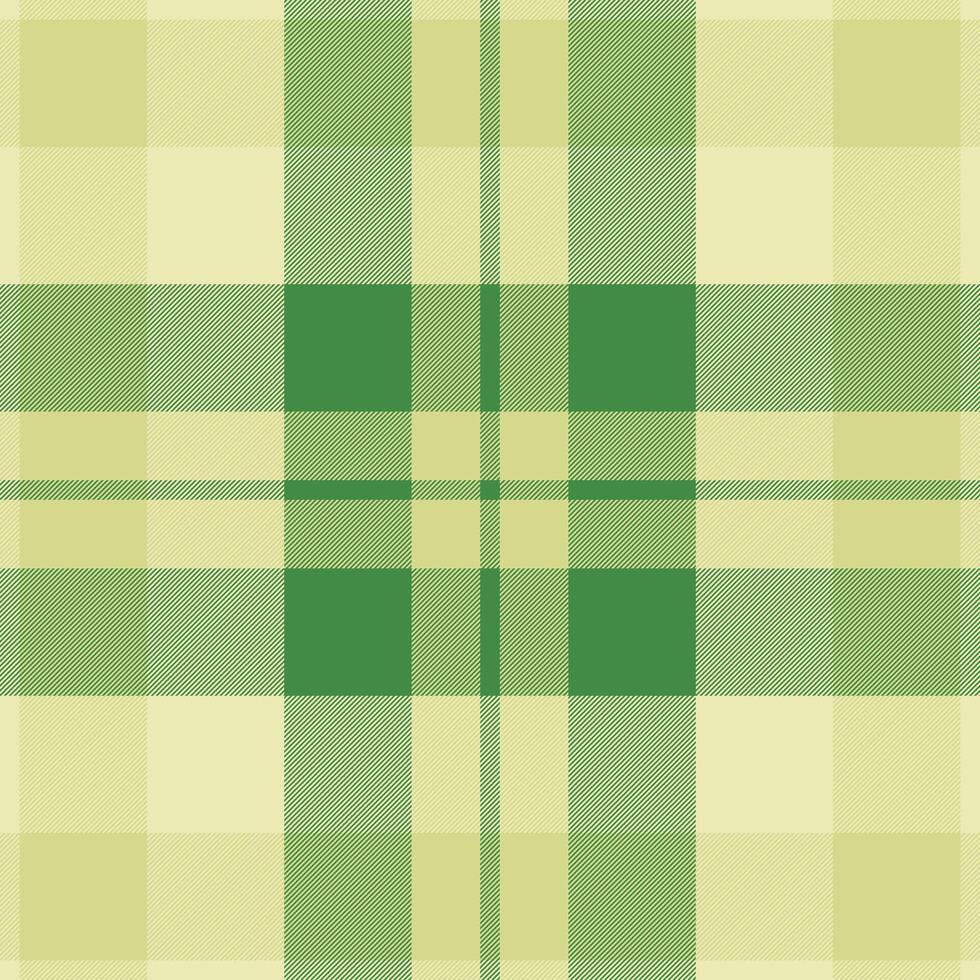 Trendy textile plaid texture, doodle fabric check background. Illustration pattern seamless tartan in lime and light colors. vector