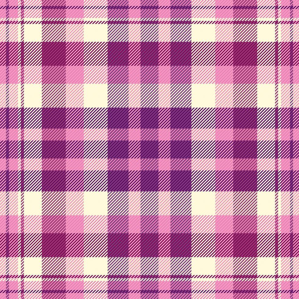 Plain pattern tartan , iconic seamless texture plaid. Structure check textile background fabric in pink and purple colors. vector