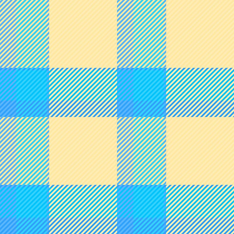 Canvas background fabric tartan, velvet check textile. Shirt plaid texture seamless pattern in cyan and yellow colors. vector