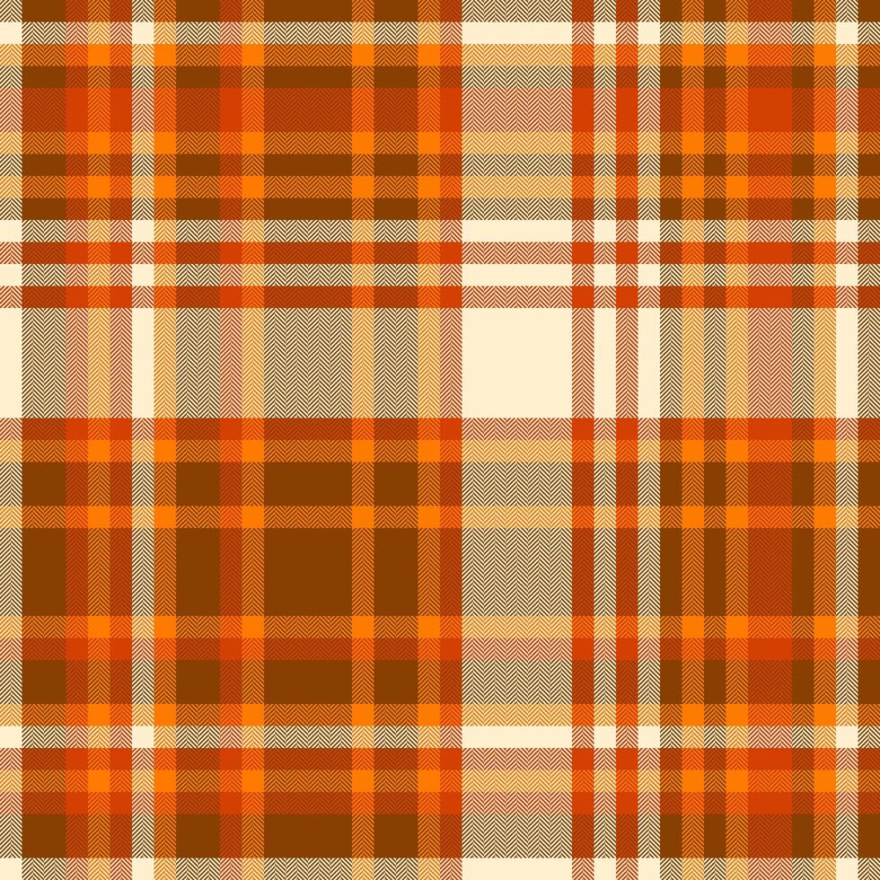 List plaid tartan pattern, celtic textile seamless background. Quiet texture check fabric in orange and blanched almond colors. vector