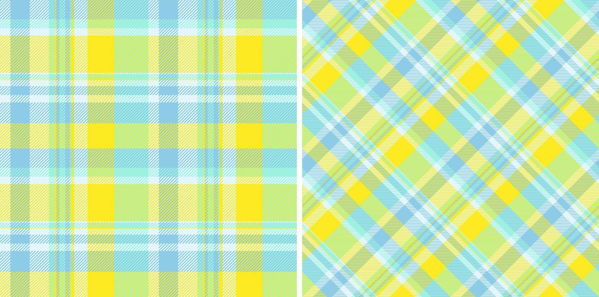 Plaid background check of tartan seamless texture with a pattern textile fabric. Set in happy colors for apartment decor ideas. vector