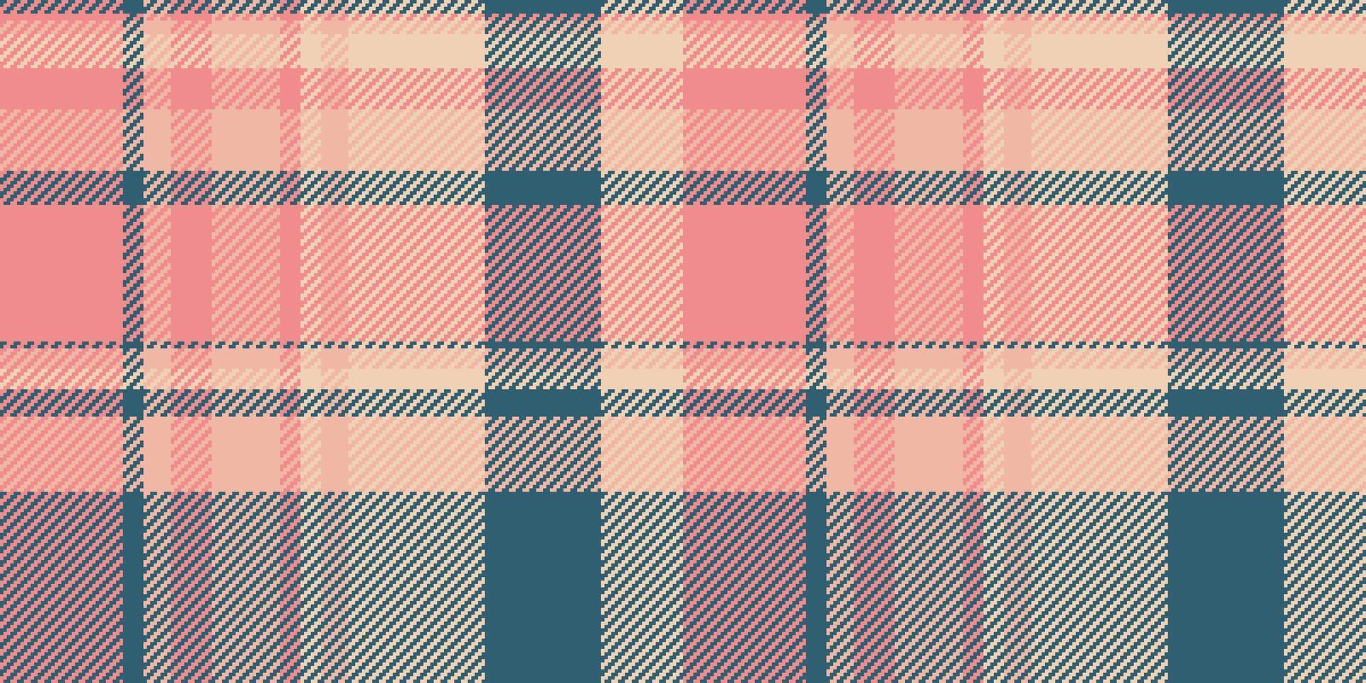 Adorable textile seamless plaid, good check texture fabric. Graphic background tartan pattern in red and cyan colors. vector