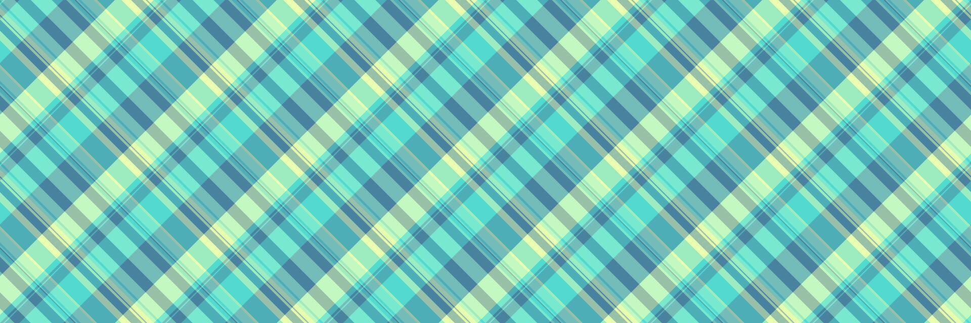 Summertime pattern seamless background, thin plaid tartan . Pano check texture textile fabric in teal and cyan colors. vector