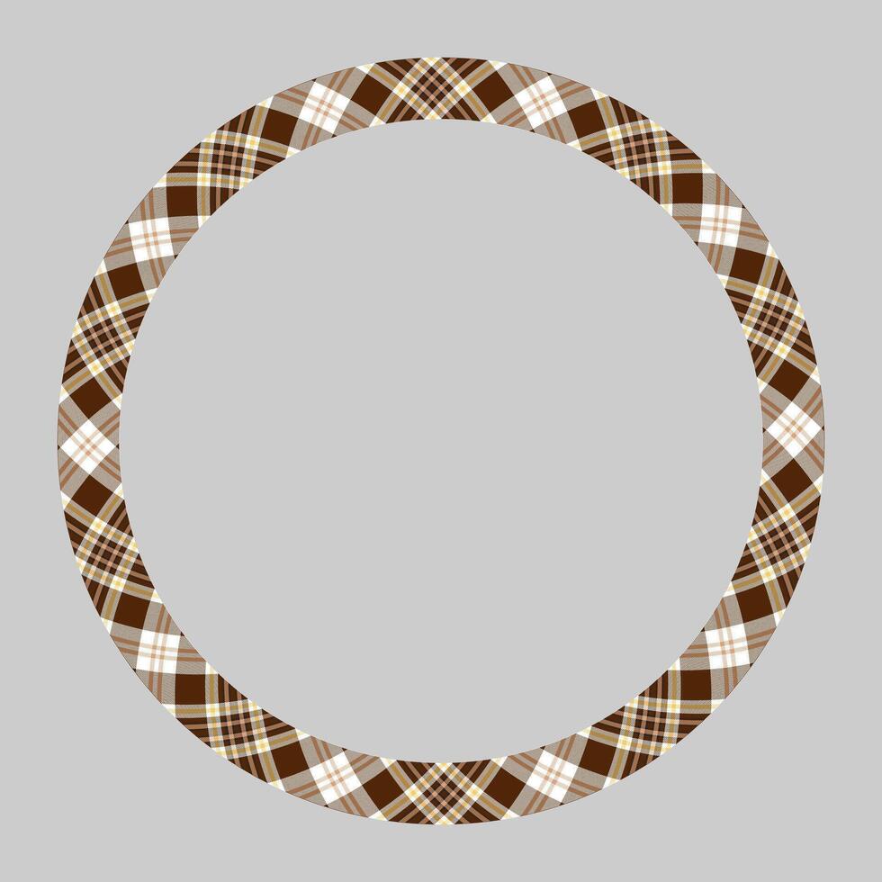 Circle borders and frames . Round border pattern geometric vintage frame design. Scottish tartan plaid fabric texture. Template for gift card, collage, scrapbook or photo album and portrait. vector