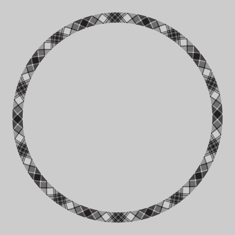 Circle borders and frames . Round border pattern geometric vintage frame design. Scottish tartan plaid fabric texture. Template for gift card, collage, scrapbook or photo album and portrait. vector