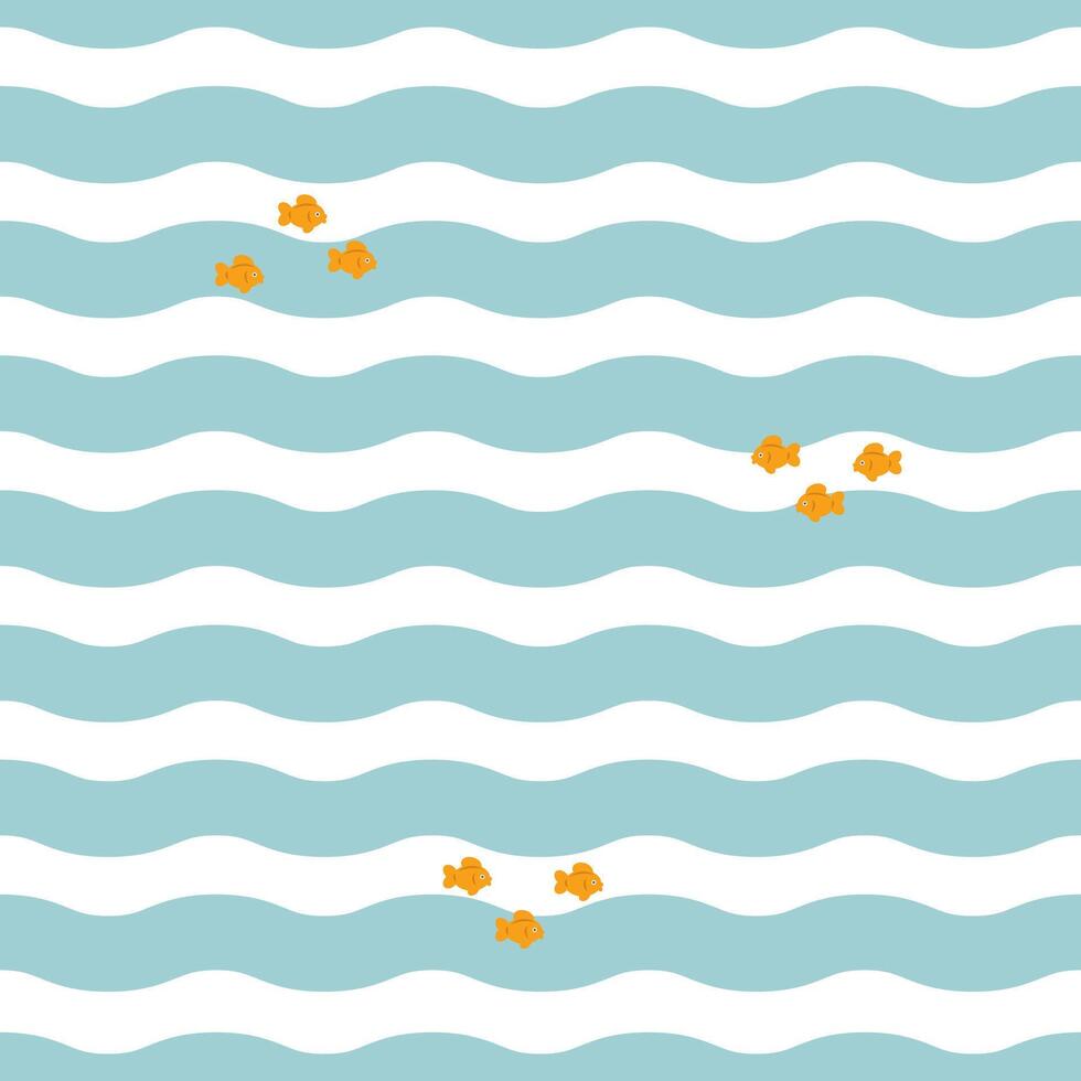Fishes on the waves creative seamless pattern. background with sea and fish for printing on fabric vector