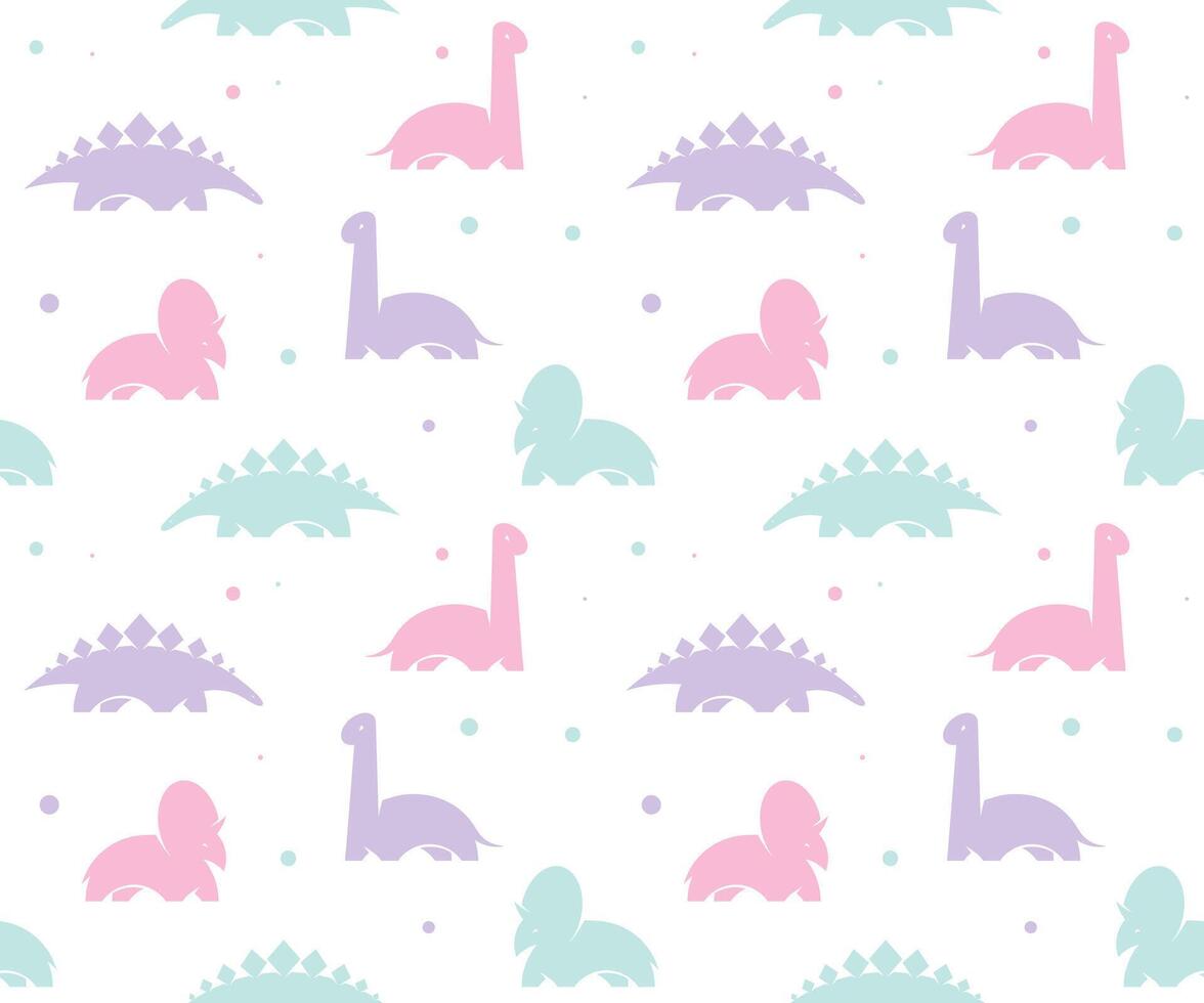 Kids baby background with cute dinosaurs. seamless pattern. vector