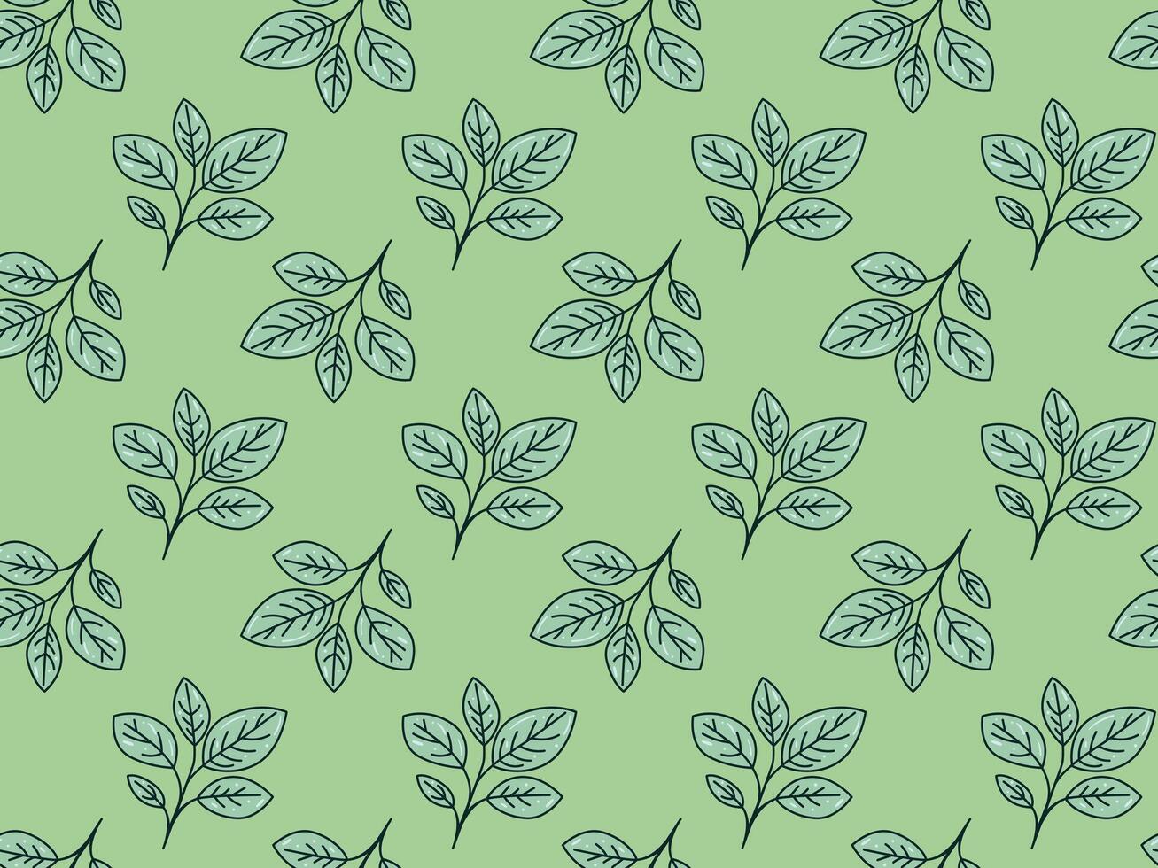 Hand drawn floral pattern design. Simple ornament with plant and leaf. vector