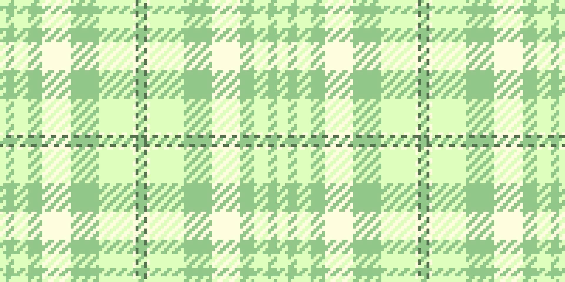 Curve seamless textile tartan, pixel fabric check pattern. New year background plaid texture in green and light colors. vector