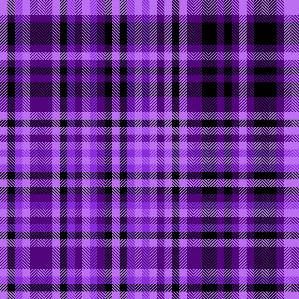Network texture fabric, collage textile seamless pattern. Mexican tartan background plaid check in violet and black colors. vector