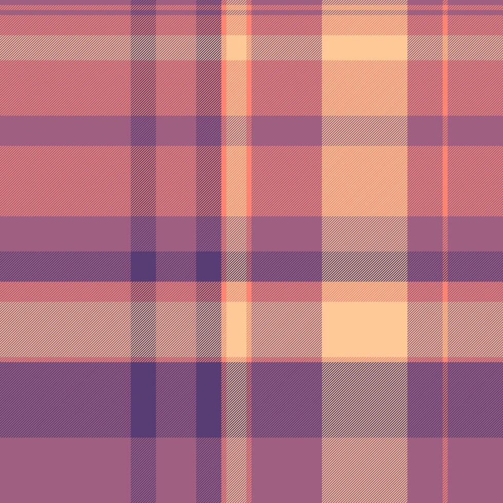 Sparse plaid pattern, kid texture tartan seamless. Twill textile background check fabric in pink and salmon colors. vector