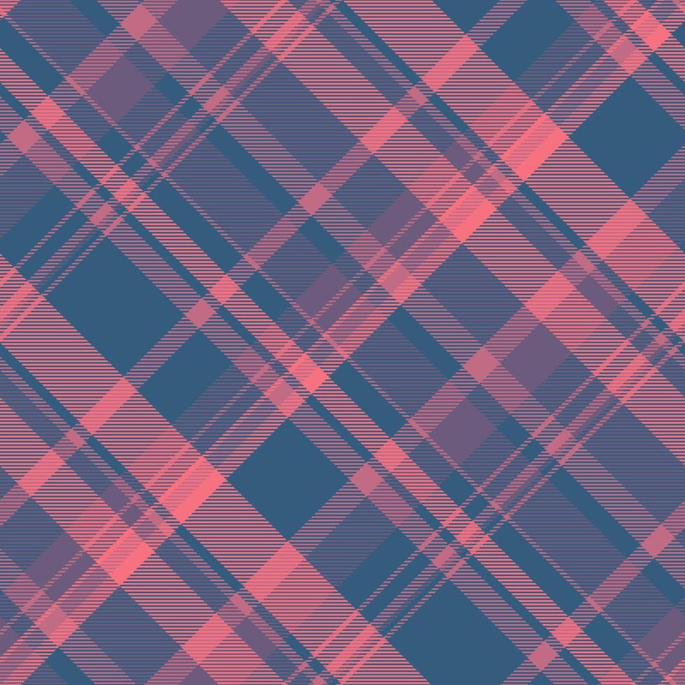 Glen tartan fabric plaid, madras texture seamless textile. Colourful pattern background check in red and cyan colors. vector