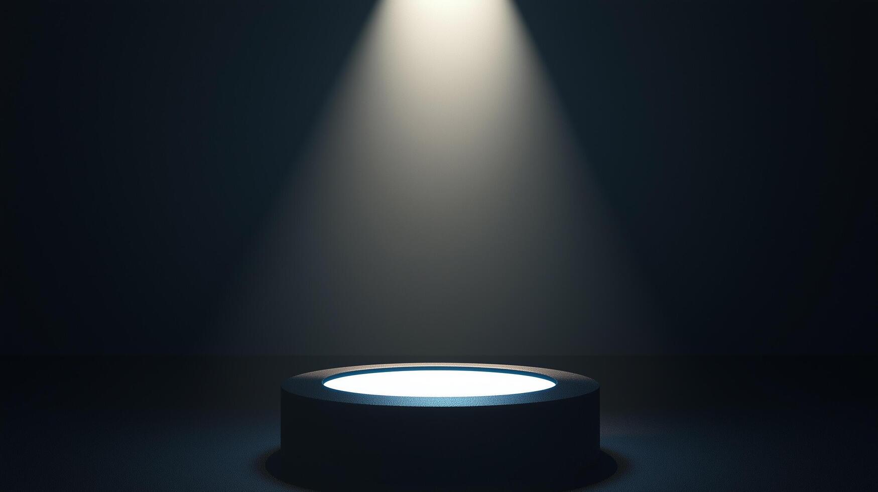 A spotlight is lit up on a podium with a white light shining on it. photo