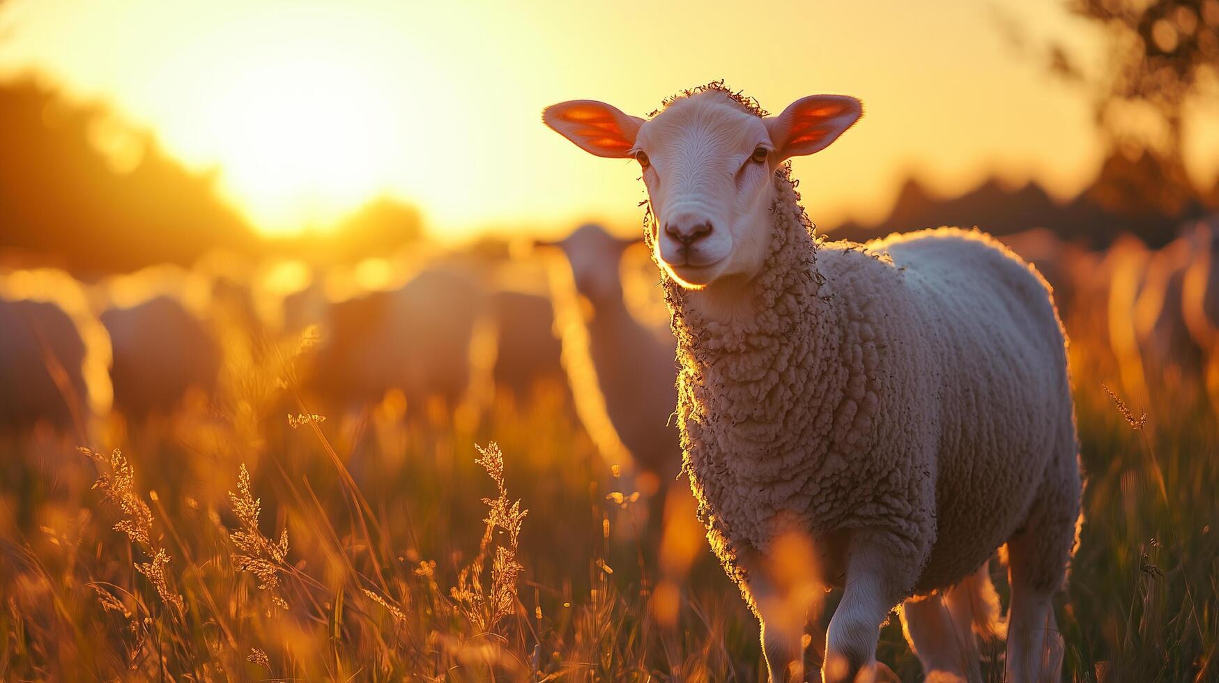 Farm animals during sunset photography background photo