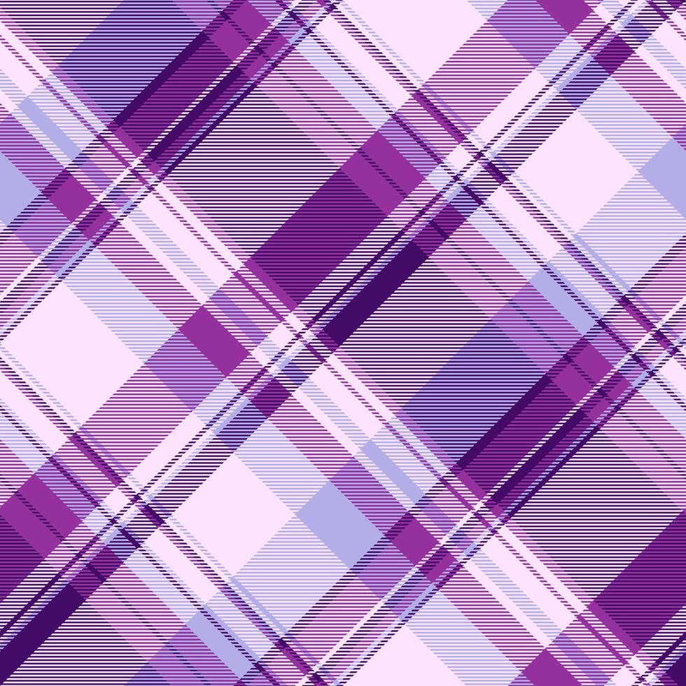 Lined textile texture fabric, tiny pattern seamless plaid. Picture tartan background check in light and purple colors. vector