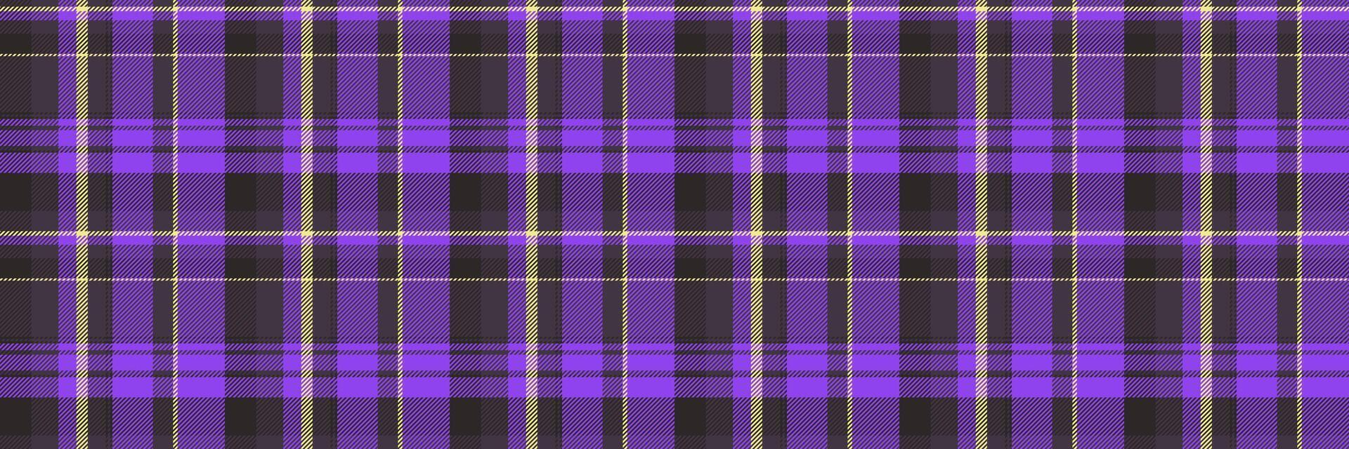 Christmas ornament fabric background check, copy space seamless tartan. Infinity textile pattern plaid texture in dark and violet colors. vector
