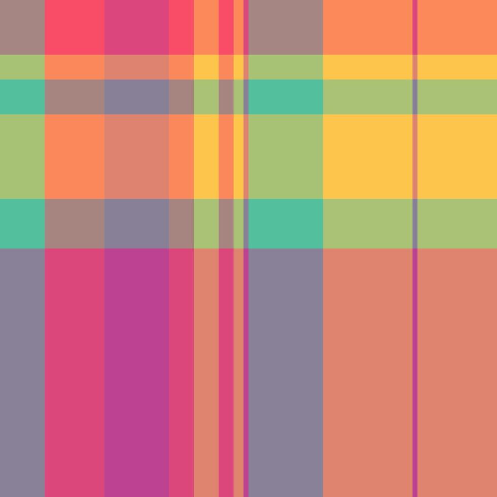 Girly textile plaid seamless, comfort tartan pattern background. Colour check fabric texture in red and pink colors. vector