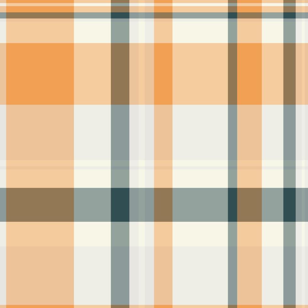 Bedding plaid tartan, fur seamless pattern fabric. Creativity texture textile background check in orange and white colors. vector