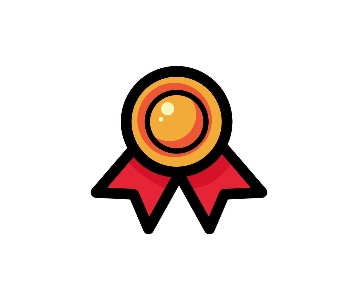 Medal with ribbon premium quality icon. Best choice label, certified badge, approval chec or award guarantee. vector