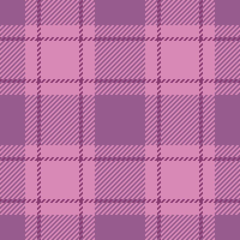 Manufacture plaid textile fabric, structure check background pattern. Striped texture seamless tartan in pink color. vector