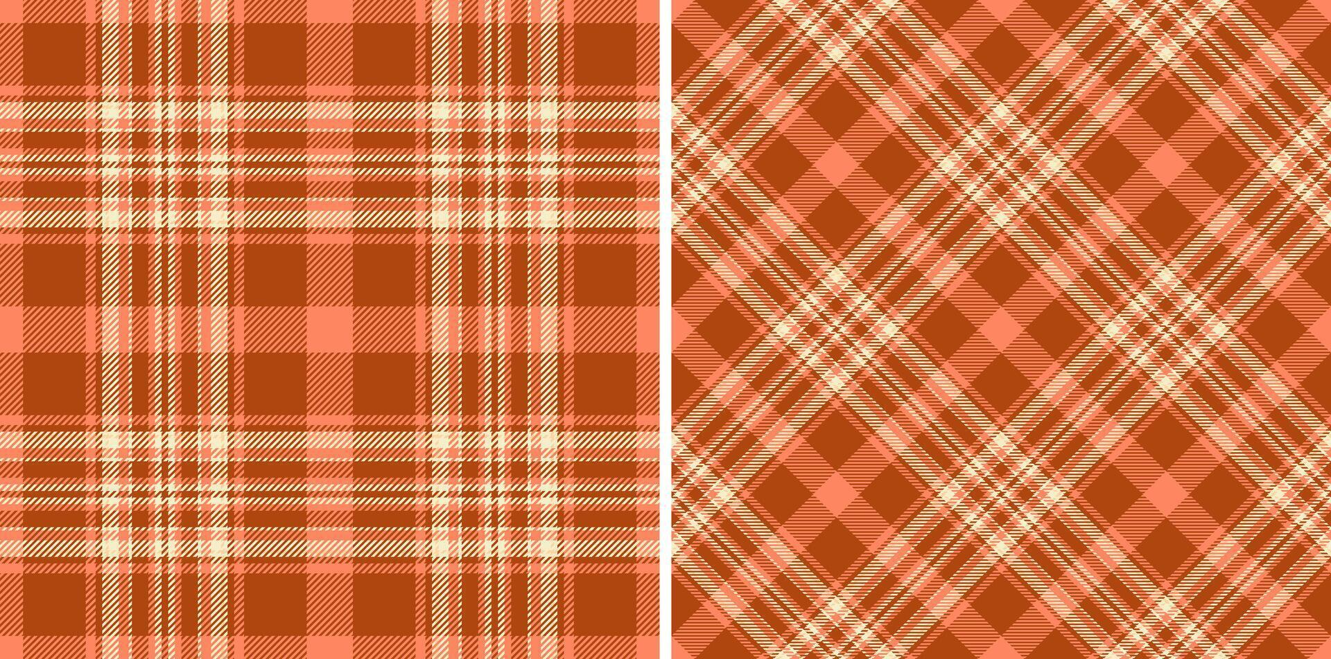 Fabric pattern of seamless tartan textile with a background check plaid texture. Set in gold colors for thanksgiving fashion cozy celebration. vector