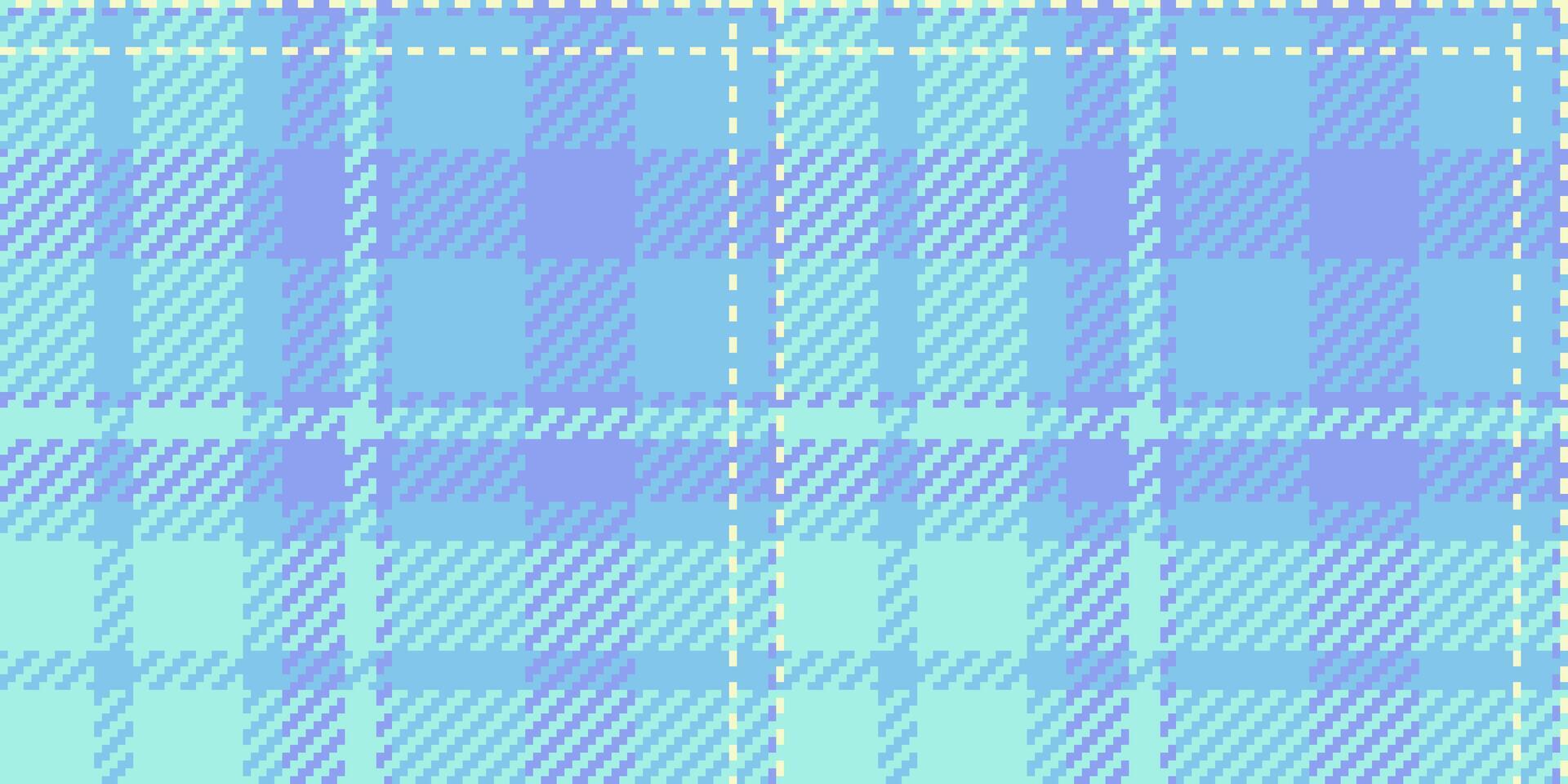 Sewing textile check, britain background texture seamless. Curve tartan plaid pattern fabric in cyan and teal colors. vector