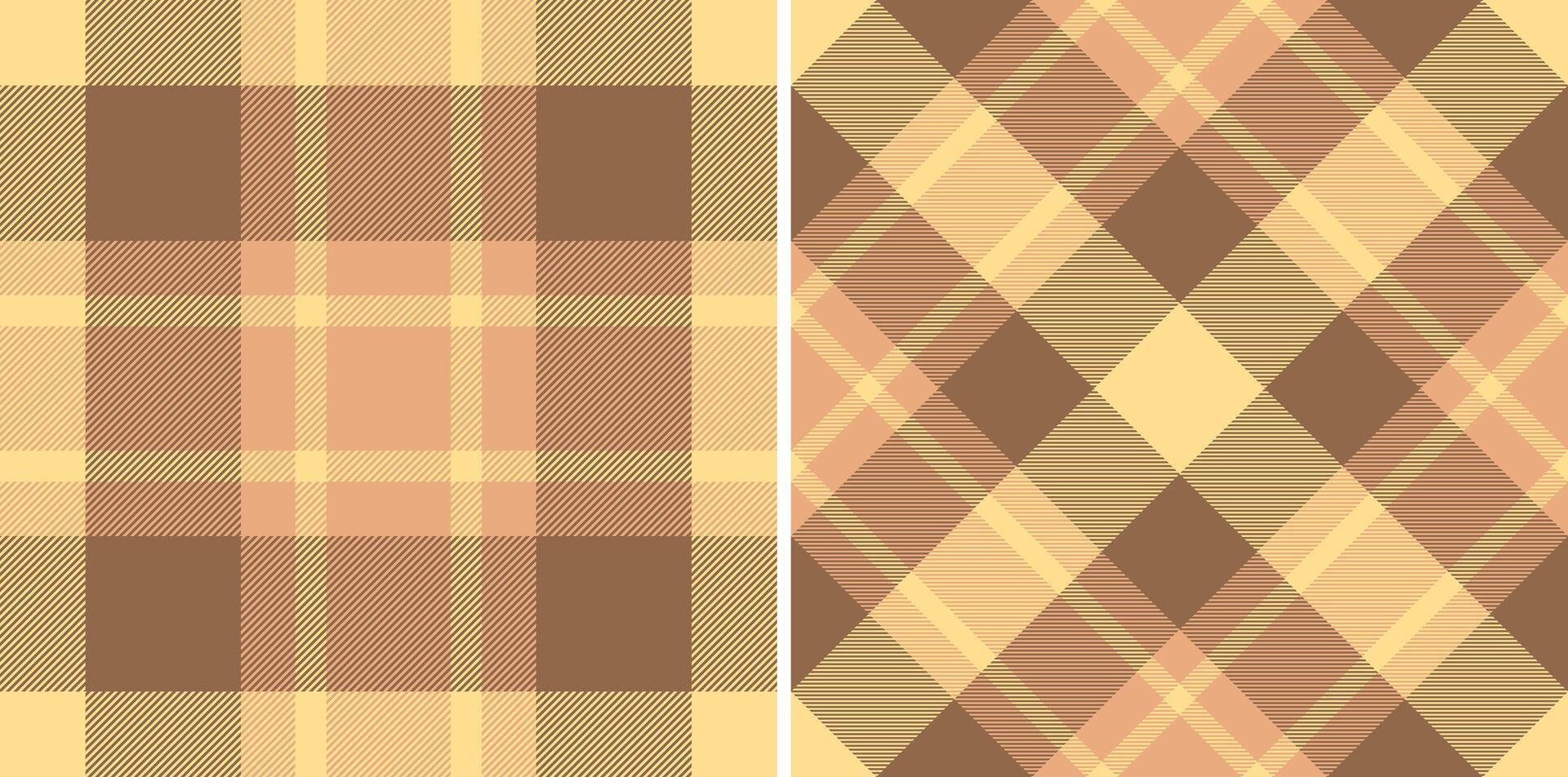 Plaid seamless check of textile texture background with a fabric tartan pattern. Set in coffee colors for thanksgiving fashion cozy celebration. vector