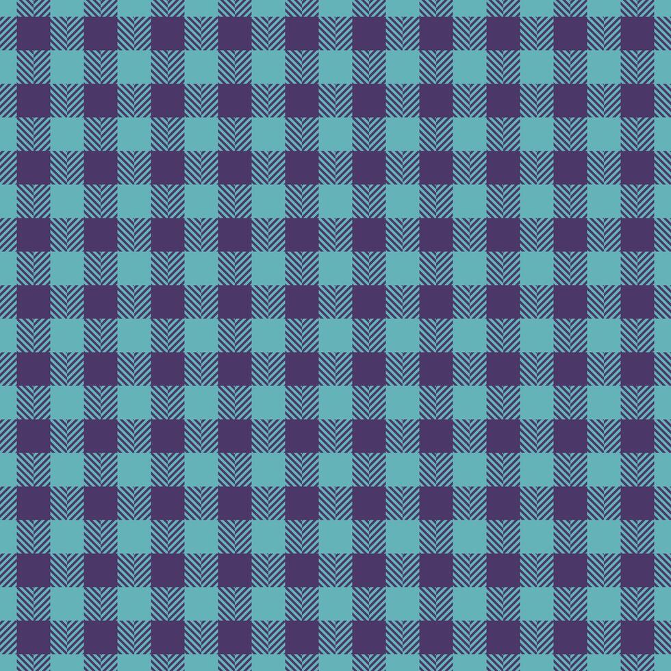 Flooring texture textile pattern, rag fabric background check. Picnic seamless tartan plaid in pastel teal and violet colors. vector